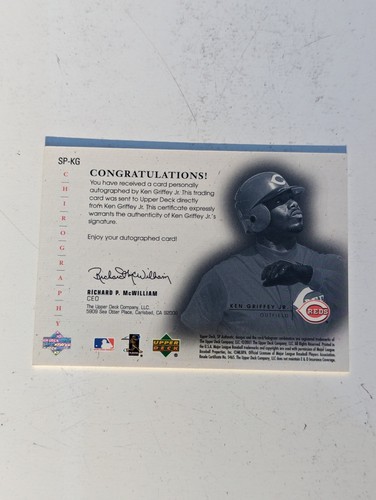 SP 2001 auténtico Ken Griffey Jr. quirografía automática plata/100 - Imagen 2 de 3