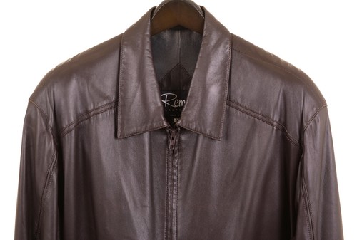 Abrigo Chaqueta de Cuero Remy Hecho en EE. UU. Marrón Guante Suave Cuero con Cremallera Completa 42 - Imagen 2 de 11
