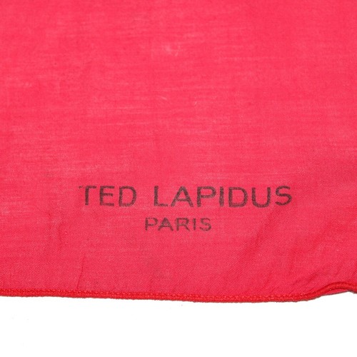 Carré / foulard vintage Ted Lapidus uni rouge pâle en coton de soie - Picture 4 of 4