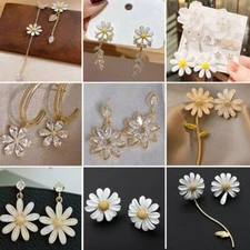 Daisy Sunflower Earrings Tassel Stud Dangle Women Weddings Fashion Jewelry Gift