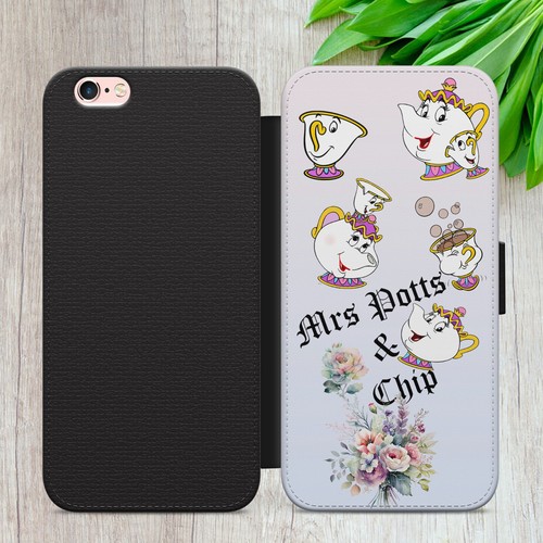 MRS POTTS CHIP BEAUTY AND BEAST FLIP WALLET PHONE CASE FOR IPHONE SAMSUNG HUAWEI - Picture 36 of 36