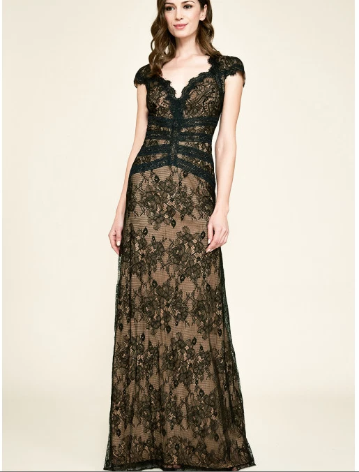 Tadashi shoji black clearance lace gown