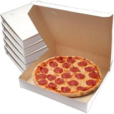 BOARDS Thin White Paperboard Pizza Boxes 10 x 10 x 1.75 Inches 15 Pack Sturd...