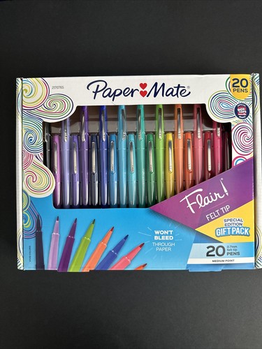Paper Mate Flair Felt Tip Pens Medium Point (0.7 mm) Assorted Colors 20 Count