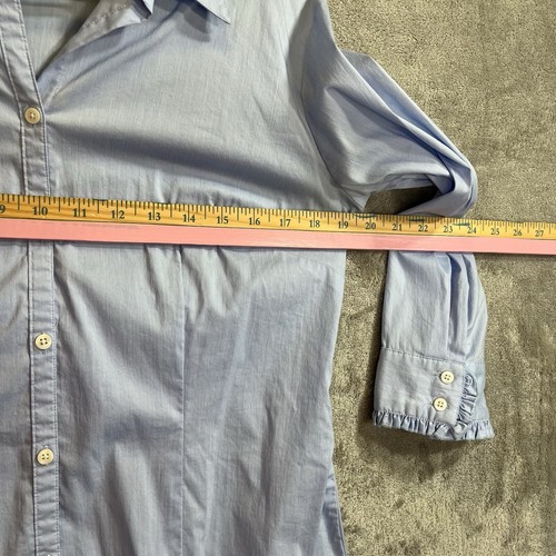 Ann Taylor LOFT Camicia Donna 8 Blu Ruffle Polsino Elasticizzato Corpcore Ufficio - Foto 4 di 8