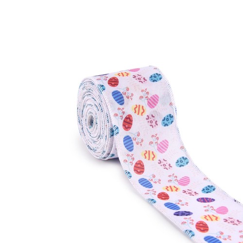 Easter Ribbon for Gift Wrapping | Easter Colorful Egg White Wired Ribbons | E...