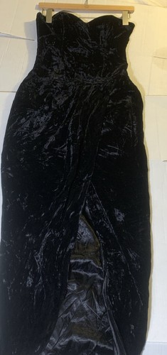 Vintage Victor Costa For Saks Fifth Ave Black Velvet Gown Small Dress Prom - Picture 5 of 14