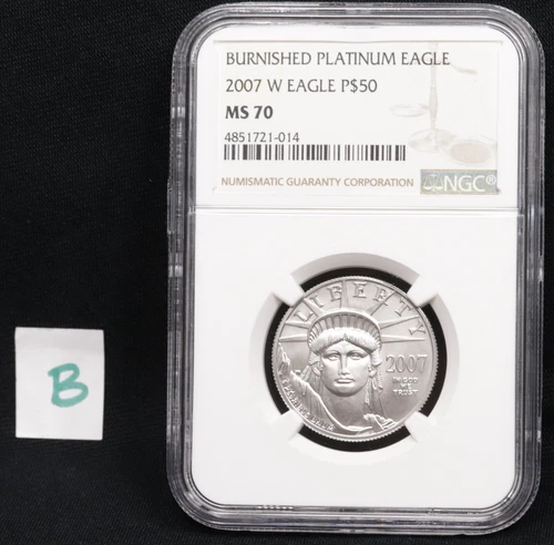 NGC 2007-W Burnished Platinum Eagle MS70 1/2 oz $50 #4851721-014    B