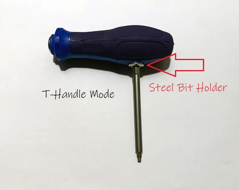 Heavy Duty Super Grip Hybrid Hand Tool T-Handle/Screwdriver 1/4" Hex Bit Holder - Image 3 of 4