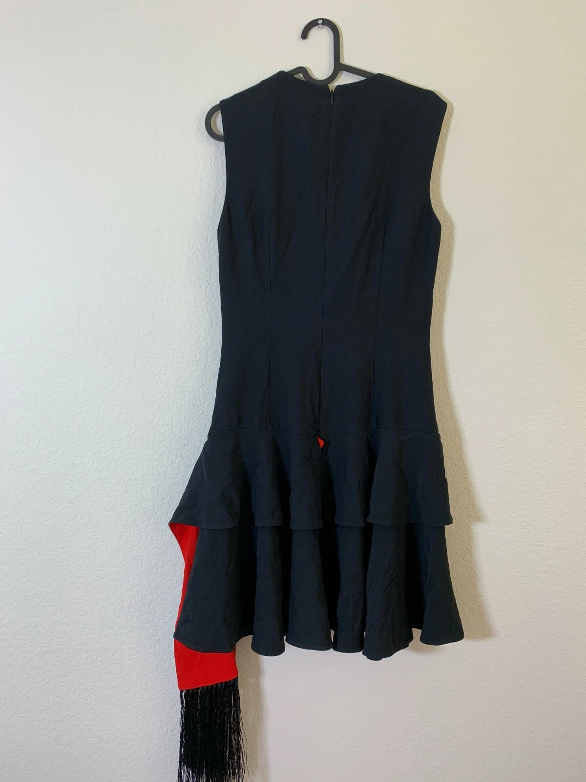 NUOVO ALEXANDER MCQUEEN Mini abito nero drappeggiato a strati in crepe taglia 42