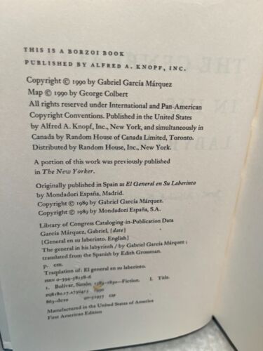 GABRIEL GARCIA MARQUEZ: The General in His Labyrinth (1990 1st ed) HC/DJ/Ex-Lib - Picture 3 of 6