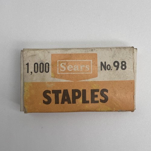 Vintage Sears Number 98 Staples Box Of 1000 New Old Stock