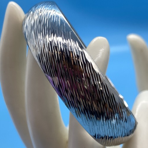 LIRM Signed 925 Italy Sterling Silver Textured Continuous Bangle Bracelet VTG - Picture 8 of 12