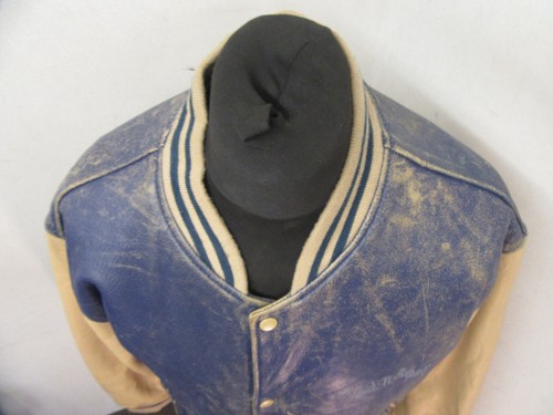 VINTAGE LEATHER BASEBALL VARSITY JACKET SIZE XL, ACE PATINA, RED N ROCK - Imagen 2 de 18
