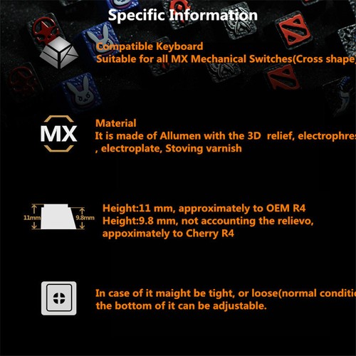 Rockstar Games Keycap Switch Metal Light Transmit Keyboard Cap for Cherry MX - Picture 6 of 7