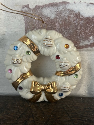 Lenox Gold Schmuckkranz 2002 Ornament Weihnachten Weihnachtsbaum Hängedeko Vintage