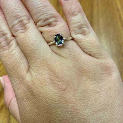 2Ct Oval Cut Alexandrite Solitaire Women's Engagement Ring 14K White Gold Finish - Picture 3 of 4