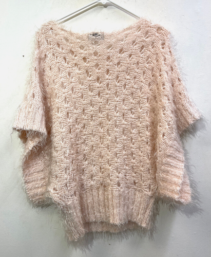 Beulah Style Fancy Open Knit Pale Pink Super Soft Sweater Women's Size M/L - Picture 3 of 3