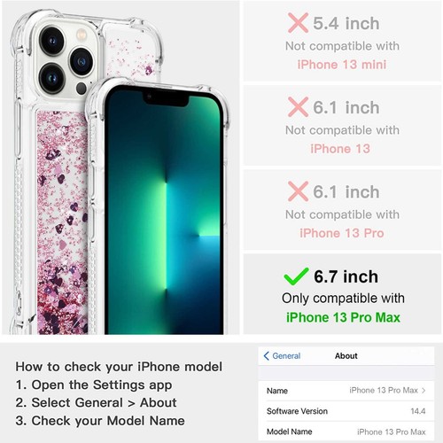 Shockproof Case For iPhone 15 14 13 Pro Max Plus Bling Liquid Glitter Hard Cover - Picture 10 of 152