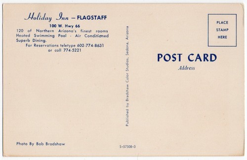 Postal antigua de Flagstaff, Arizona, comedor Holiday Inn, autopista 66, EE. UU. 66 - Imagen 2 de 2