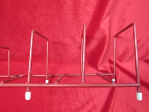 Vintage MCM Red Rubber Coated Wire Dish/Plate Drying Rack. - Picture 9 of 13