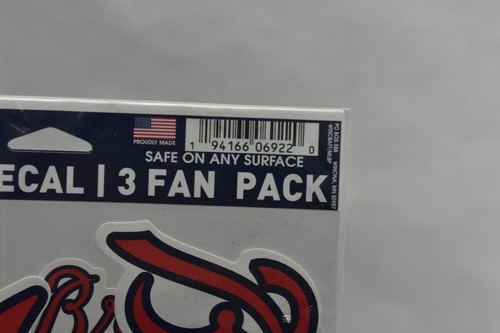 Atlanta Braves WinCraft Multi-Use Decal 3 Fan Pack Bulk Wholesale Lot of 25 - Picture 5 of 7