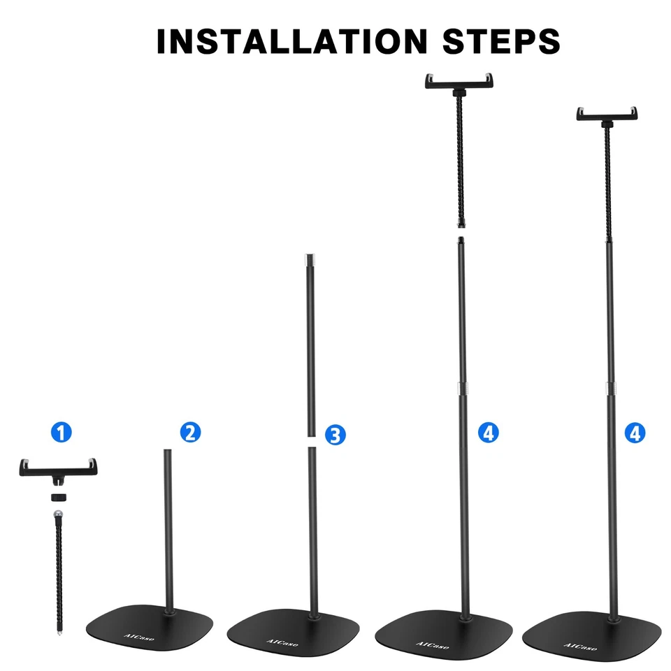 Height Adjust Gooseneck Floor Stand iPad Pro Air Samsung Tab iPhone Mount Holder - Image 4 of 4
