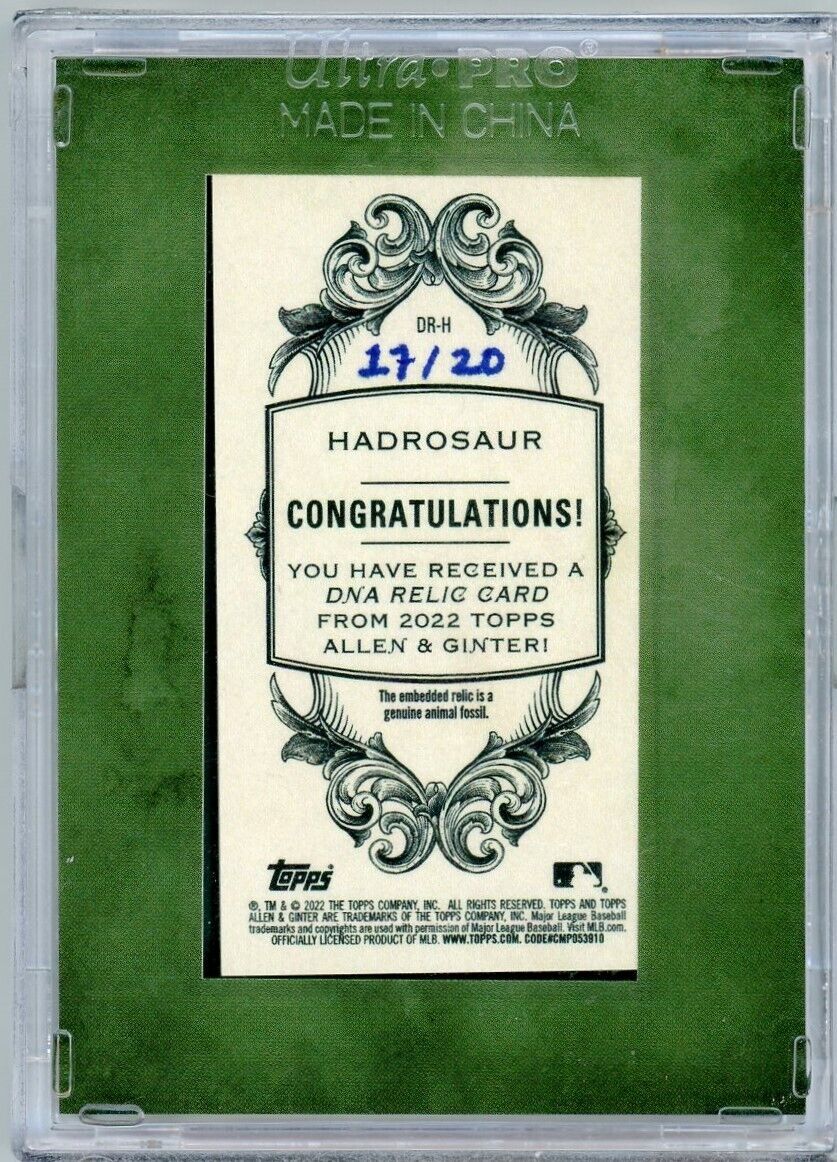 HADROSAUR 2020 Topps Allen & Ginter DNA Dinosaur Bone Relic HADROSAUR 2020 Topps Allen & Ginter DNA Dinosaur Bone Relic