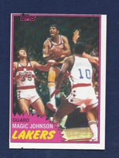 SHARP OFF CENTERED  1981 TOPPS BASKETBALL #21 MAGIC JOHNSON HOF .99 SHIP  x954