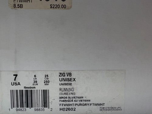 $220 Reebok x Victoria Beckham Unisex White Zig Kinetica Sneaker Shoes Size US 7 - Picture 7 of 7