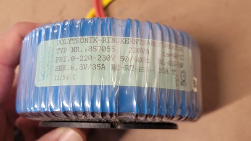Used Polytronik 857055 Toroidal Transformer 220VA Pri. 220-230V Sec. 6.3V V5 - Picture 3 of 5