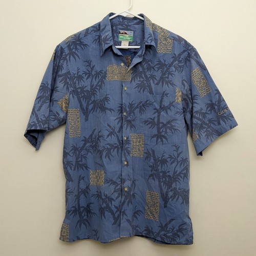 Vintage Reyn Spooner Blue Hawaiian Traditionals Button Up Shirt Men's Large