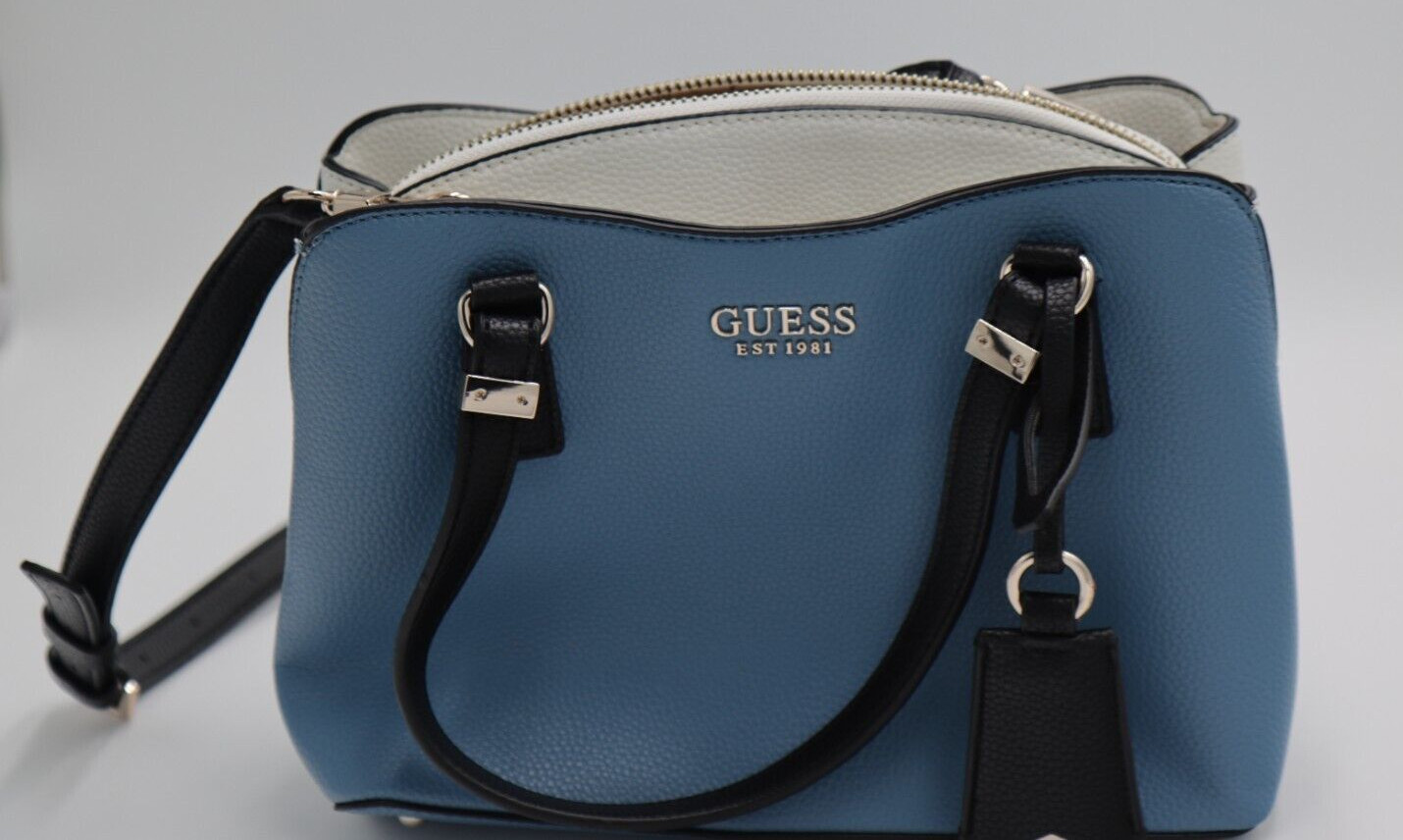 Classic styling Small Girlfriend Faux Leather Satchel Blue Multi by Guess