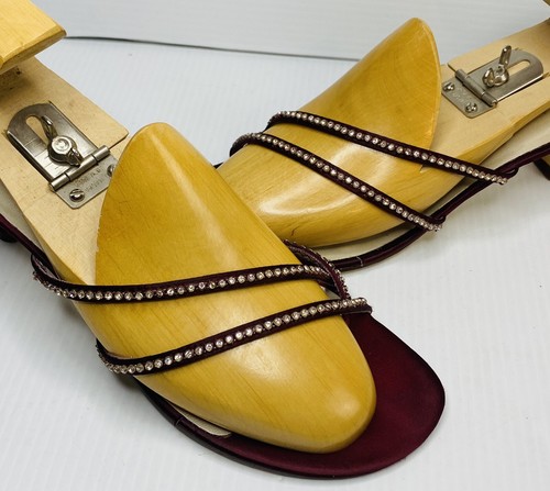 Michaelangelo shoes kitten heel strap toe sandals "Marly" 10M Wine Burgundy - Picture 9 of 9