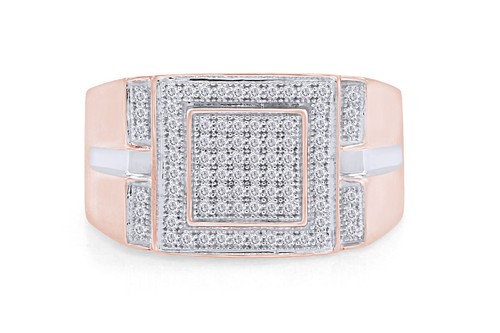 1/4ct Natural Round Diamond Micro Cluster Square Stepped Ring in 10k Rose Gold - Picture 2 of 6