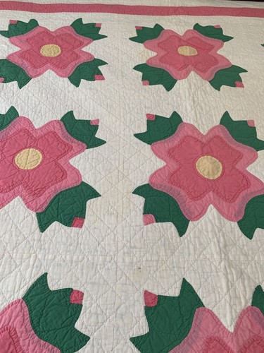 Antique Vintage American Patchwork Hand Quilted Appliqué Quilt - 第 7/11 張圖片