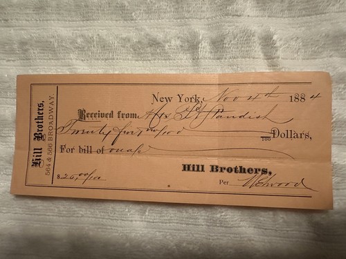 New York - Hill Brothers Antique Bank Drafts 1882 1885 (5) - Picture 4 of 16