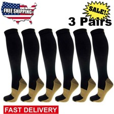 3Pair Copper Compression Socks 20-30mmgh Men Women Anti Sweat Support Stockings