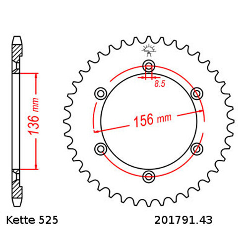 Chain Set Suzuki XF650 Freewind 97-02 Chain DID 525 VX3 110 Open 15/43 - Bild 3 von 4