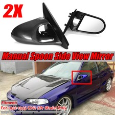 For 1996-2000 Honda Civic EK Real Carbon Fiber Spn Side Mirrors Manual Pair