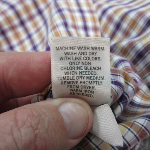 Camisa Banana Republic Para Hombre Grande Blanca Beige Púrpura A Cuadros Manga Larga Con Botones - Imagen 12 de 20