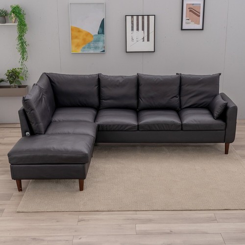 L-Shaped Corner Sofa, Sectional Couch with Built-in USB Port Chaise - Picture 211 of 221