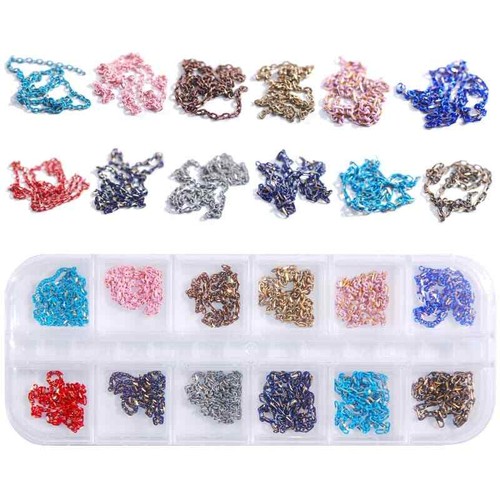 Nail Art Chain DIY Nail Accessor Set Polymer Clay 12 Grid Decor Pearl Flower - Picture 20 of 51