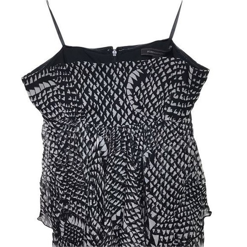 BCBGMaxAzria Black 100% Silk Strapless Tiered Dress XS - Imagen 4 de 11