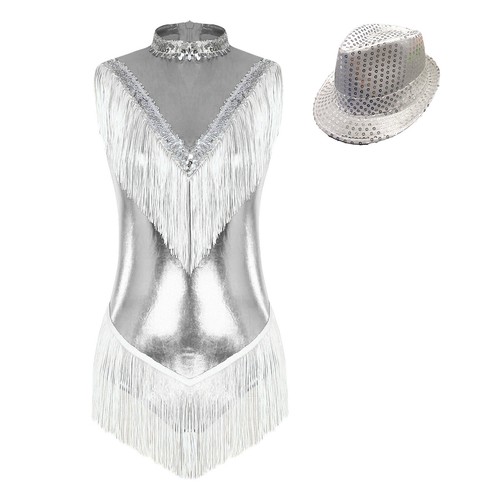 Womens Leotard With Hat Jazz Bodysuit Sparkle Dance Outfit Stage Performance - Picture 71 of 76