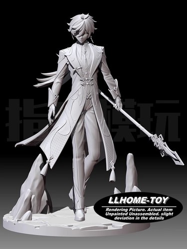 Game GS Zhongli Elegance gentleman hold a spear Resin 3D Print GK Kit Figure - Picture 3 of 13