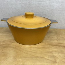 Vintage West Bend Dutch Oven Cast Aluminum 5 qt Stock Pot Gold/Orange 1970s