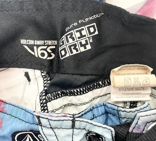 Volcom Board Shorts Boys 25 10 Grid Dry V6S Anialtr Ptwsh Surf Blue Cinch Fly - Picture 7 of 14