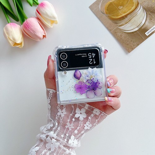 For Samsung Galaxy Z Flip 6 5 4 3 Shockproof Real Flower Epoxy Gel Case Cover - Picture 5 of 16