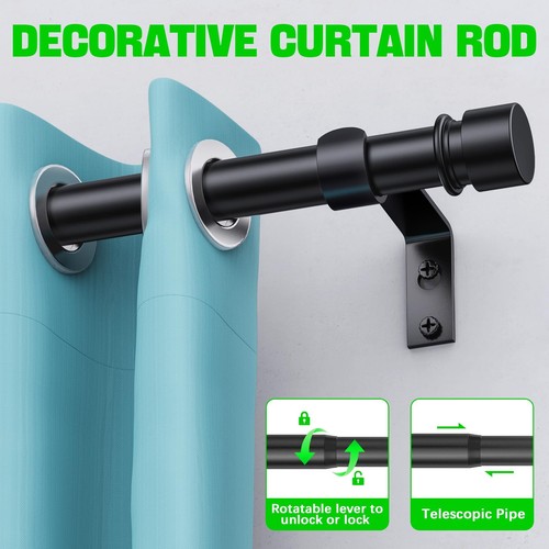 Curtain Rods for Windows 32 to 96 Inches - Black 1 Inch Diameter Curtain Rods... - Picture 3 of 8